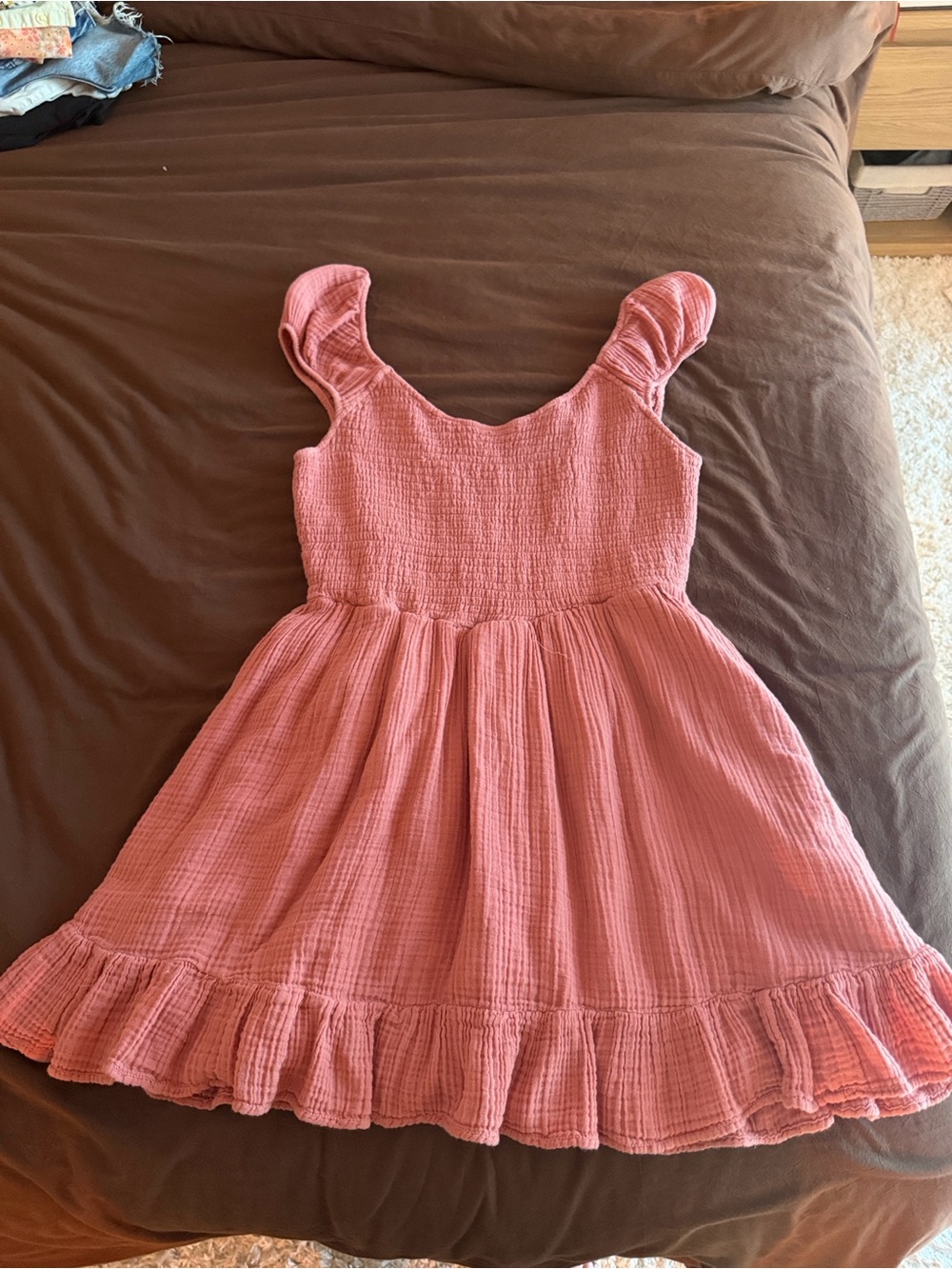 Women's Pink Ruffle Cotton Dress